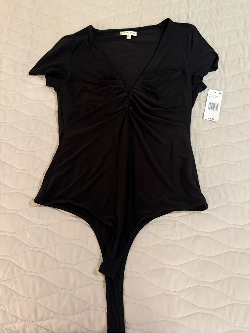 Black V-Neck Bodysuit with Front Detail NWT XL
